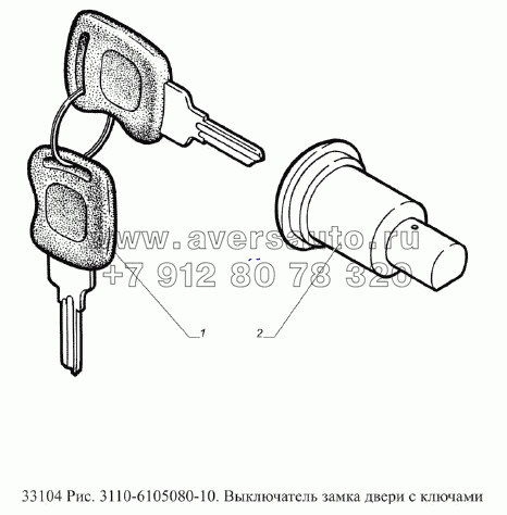 Выключатель замка двери с ключами